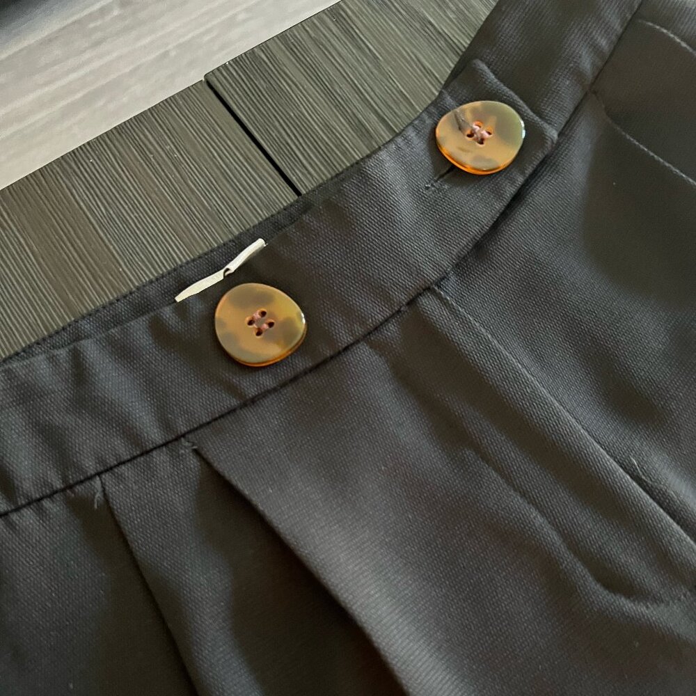 Topshop Black Pleated Pants with Double Button Closure